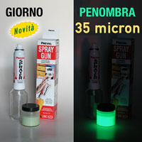 Kit Vernice Fosforescente (fotoluminescente) da 35 micron con Sistema di Verniciatura Spray